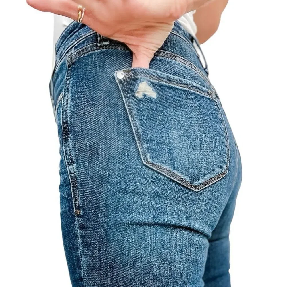 Judy Blue Mid Rise Distressed Slim Stretch Skinny Jeans Dark Wash – NWT